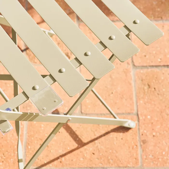 sweeek - Folding metal bistro garden table with 2 chairs Emilia Beige 60x60x71 cm