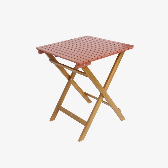 sweeek - Acacia wood garden table 2 folding chairs Hilora Terracotta 60x60x8 cm