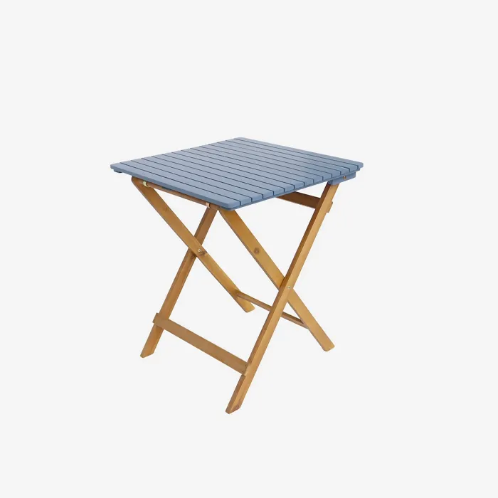 sweeek - Acacia wood garden table 2 folding chairs Hilora Blue 60x60x8 cm
