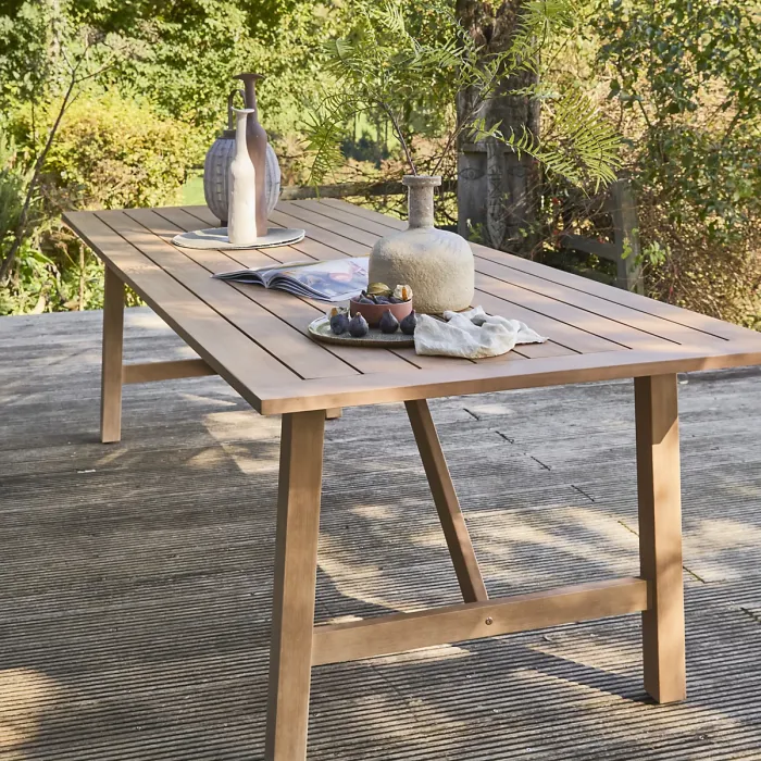 8-seater eucalyptus wood garden table Natural - sweeek