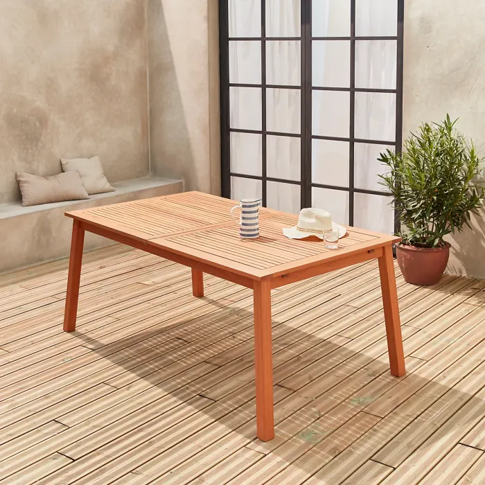 sweeek - 8 to 10-seater extendable wooden garden table Almeria 240cm Natural 240x100x75 cm