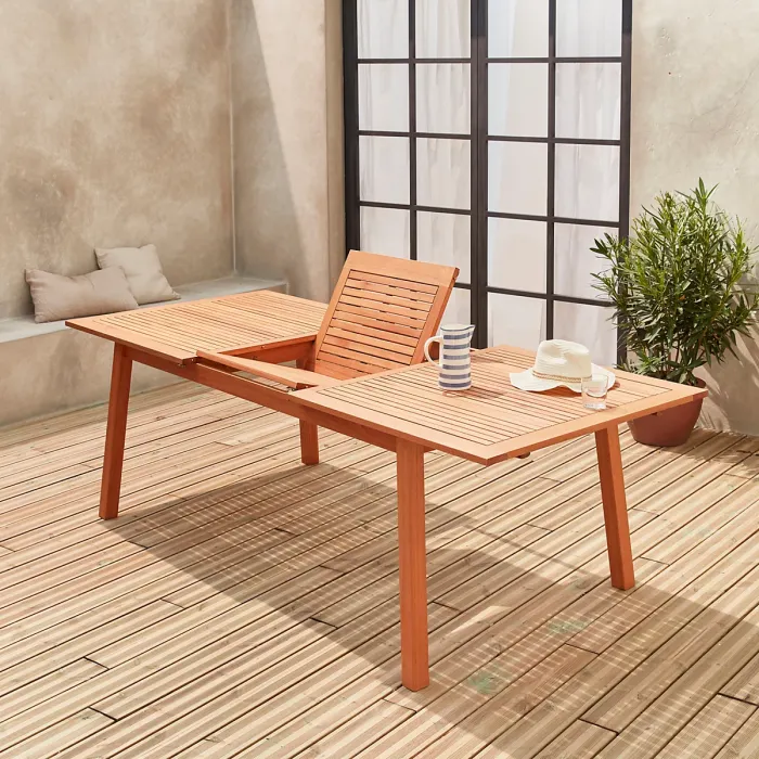 sweeek - 8 to 10-seater extendable wooden garden table Almeria 240cm Natural 240x100x75 cm