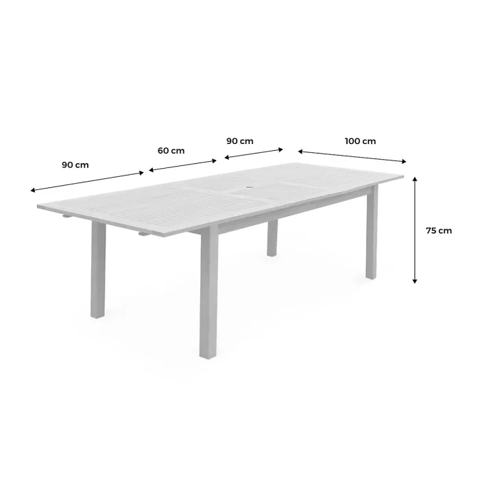 sweeek - 8 to 10-seater extendable wooden garden table Almeria 240cm Natural 240x100x75 cm
