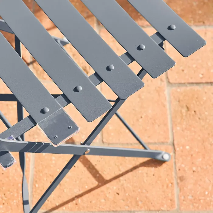 sweeek - Folding metal bistro garden table with 2 chairs Emilia Grey Blue 60x60x71 cm