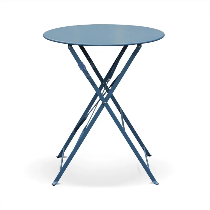 sweeek - Folding metal bistro garden table with 2 chairs Emilia Grey Blue 60x60x71 cm