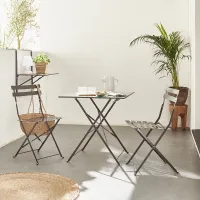 sweeek - 2-seater folding metal bistro garden table 70x70cm Emilia Anthracite 70x70x71 cm