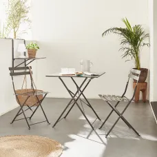 sweeek - 2-seater folding metal bistro garden table 70x70cm Emilia Anthracite 70x70x71 cm