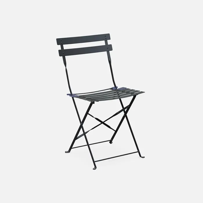 sweeek - 2-seater folding metal bistro garden table 70x70cm Emilia Anthracite 70x70x71 cm