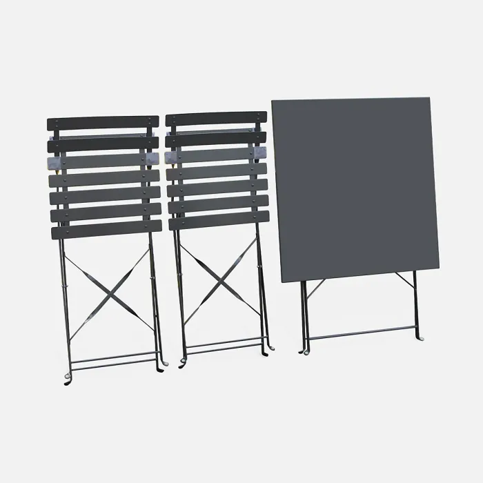 sweeek - 2-seater folding metal bistro garden table 70x70cm Emilia Anthracite 70x70x71 cm