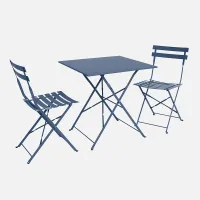 sweeek - 2-seater folding metal bistro garden table 70x70cm Emilia Grey Blue 70x707x71 cm