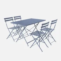 sweeek - 4-seater folding metal bistro garden table Emilia Grey Blue 110x70x72 cm