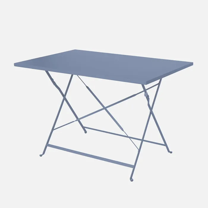sweeek - 4-seater folding metal bistro garden table Emilia Grey Blue 110x70x72 cm