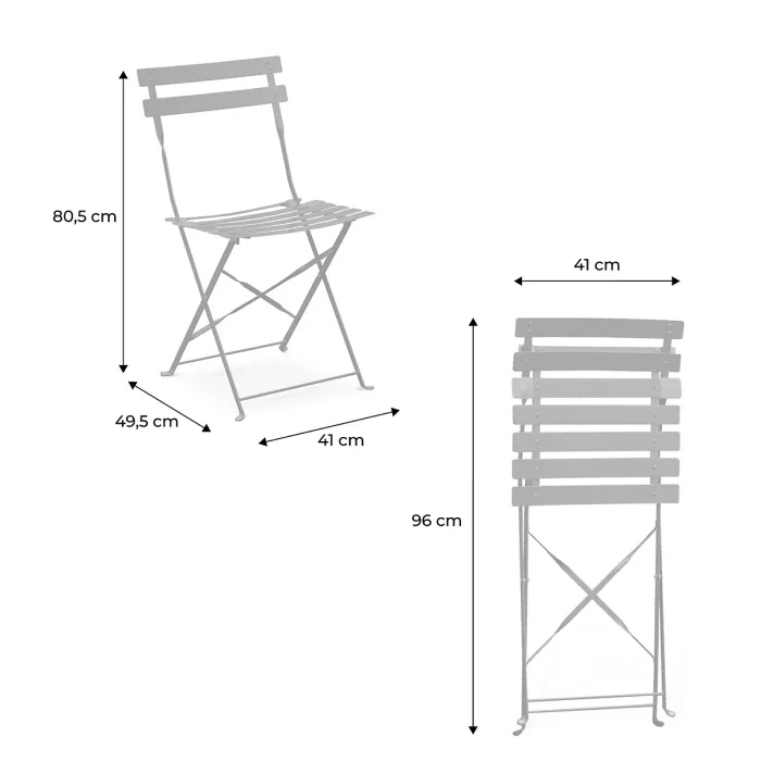 sweeek - 4-seater folding metal bistro garden table Emilia Grey Blue 110x70x72 cm