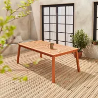 sweeek - 10 to 12-seater extendable wooden garden table Almeria 10 Natural 240x100x75 cm