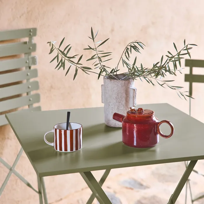 sweeek - 2-seater folding metal bistro garden table 70x70cm Emilia Sage Green 70x70x71 cm