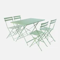 sweeek - 4-seater folding metal bistro garden table Emilia Sage Green 110x70x72 cm