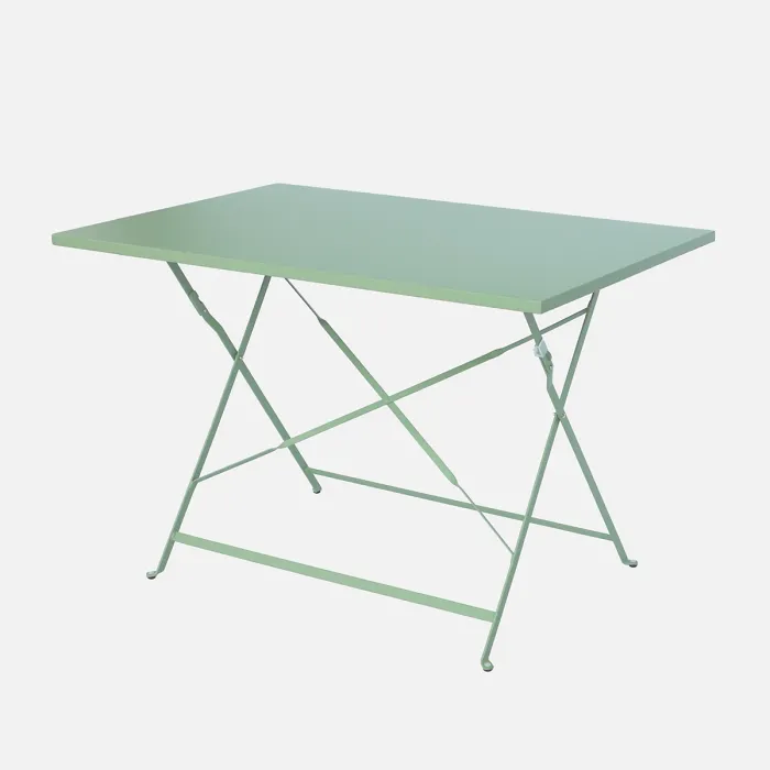 sweeek - 4-seater folding metal bistro garden table Emilia Sage Green 110x70x72 cm