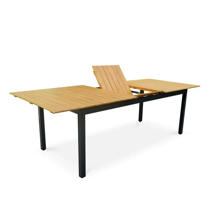 sweeek. 8 to 10-seater extendable wooden and alumimium garden table Sevilla Natural 250x100x76 cm