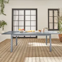 sweeek - 8-seater extendable garden table aluminum Chicago Grey 244x100x75 cm