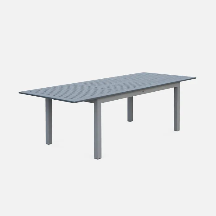 sweeek - 8-seater extendable garden table aluminum Chicago Grey 244x100x75 cm