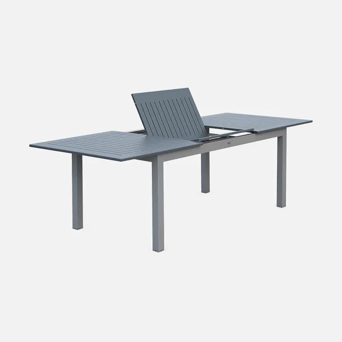 sweeek - 8-seater extendable garden table aluminum Chicago Grey 244x100x75 cm