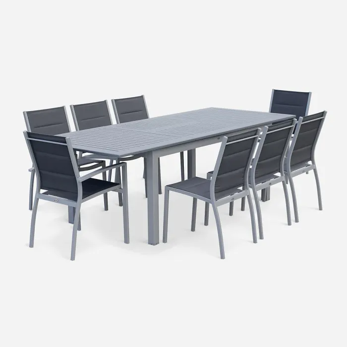 sweeek - 8-seater extendable garden table aluminum Chicago Grey 244x100x75 cm