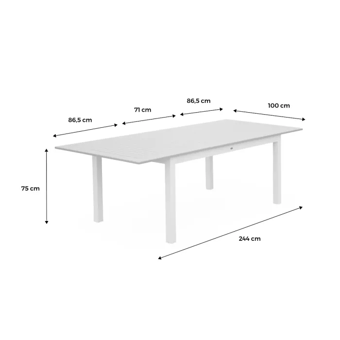 sweeek - 8-seater extendable garden table aluminum Chicago Grey 244x100x75 cm