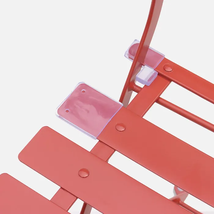 sweeek. Folding metal bistro garden table Diam.60 x 70cm 2 chairs Emilia Terracotta 60x60x71 cm