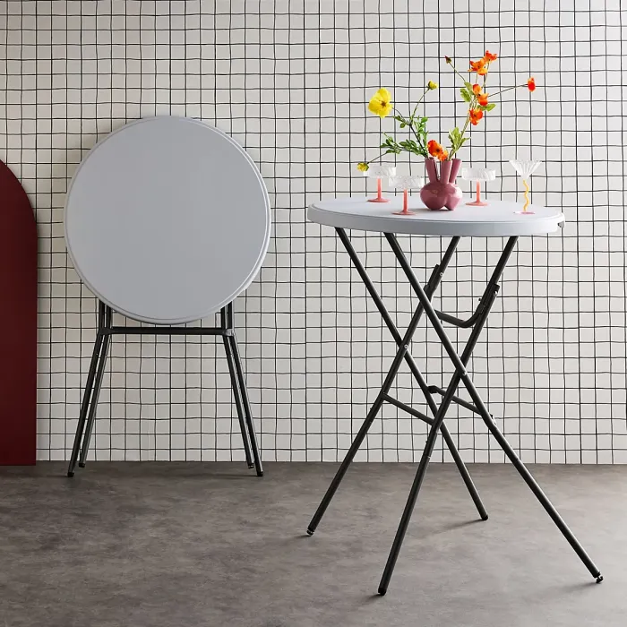 sweeek - Pair of foldable tables Gala tables x2 White 81x81x110 cm