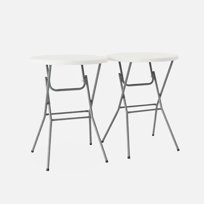 sweeek - Pair of foldable tables Gala tables x2 White 81x81x110 cm