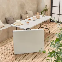 sweeek - Pair of foldable plastic reception tables 2 Fiesta tables White 180x69.5x73.5 cm