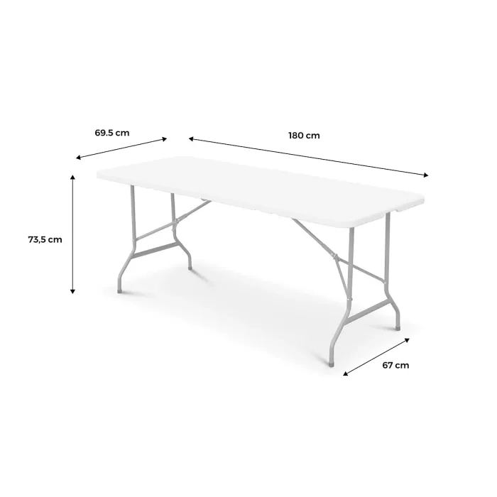 sweeek - Pair of foldable plastic reception tables 2 Fiesta tables White 180x69.5x73.5 cm