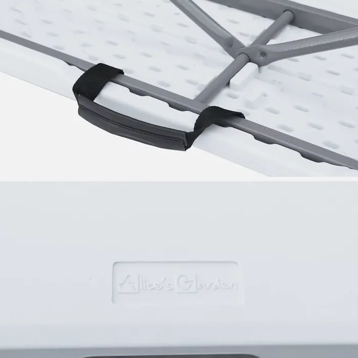 sweeek - Foldable plastic reception table with bench Fiesta reception set (table + benches) White 180x69.5x73.5 cm