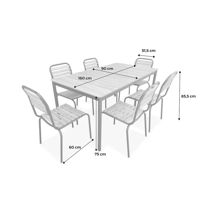 sweeek - 6-seater wooden and steel garden table Tabara Black 160x90x75 cm