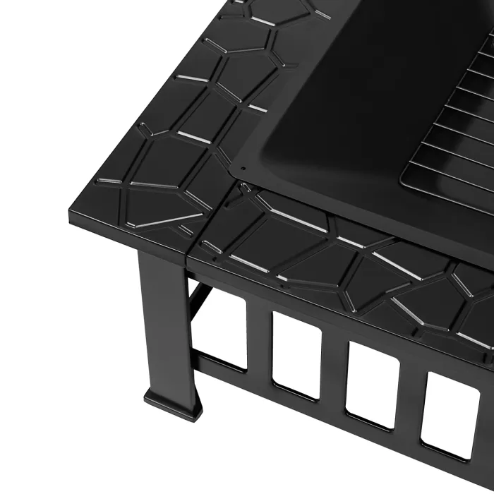 Large Glenview Black Square Log Fire Pit