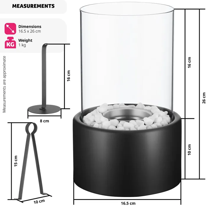 Bioethanol Tabletop Fireplace Damine - heat-resistant, 2 combustion chambers - black