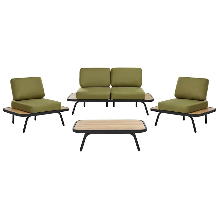 Garden Lounge Set with Table 4 Seater MINOZZO Certified Acacia Wood Olive Green