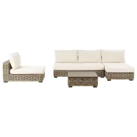 Garden Lounge Set with Table 4 Seater VARALLO Left Hand Modular Rattan Grey