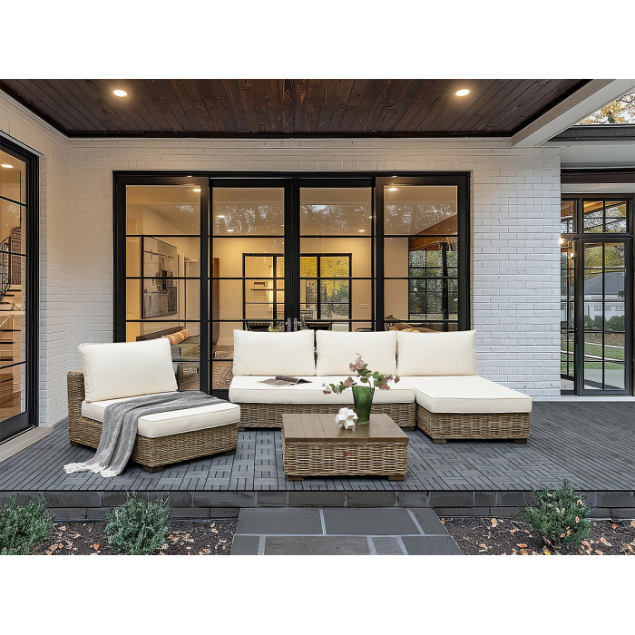 Garden Lounge Set with Table 4 Seater VARALLO Left Hand Modular Rattan Grey