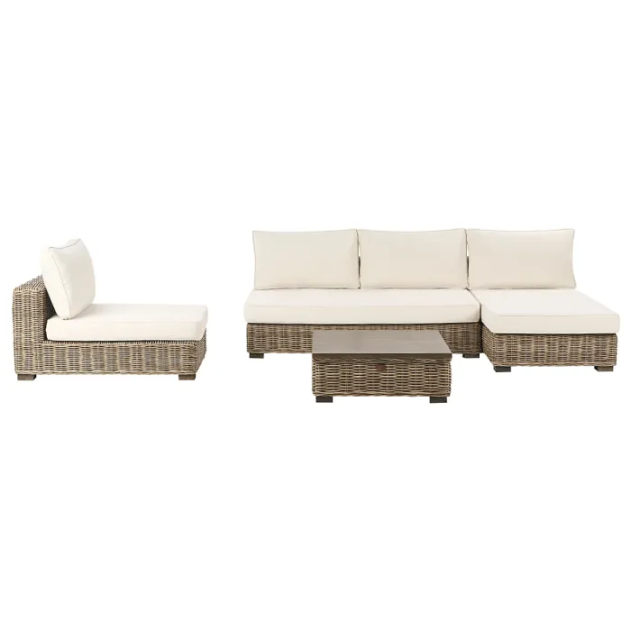Garden Lounge Set with Table 4 Seater VARALLO Left Hand Modular Rattan Grey