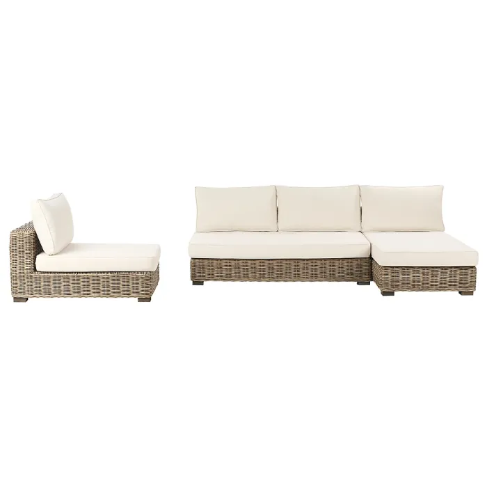 Garden Lounge Set with Table 4 Seater VARALLO Left Hand Modular Rattan Grey