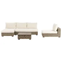 Garden Lounge Set with Table 4 Seater VARALLO Right Hand Modular Rattan Grey
