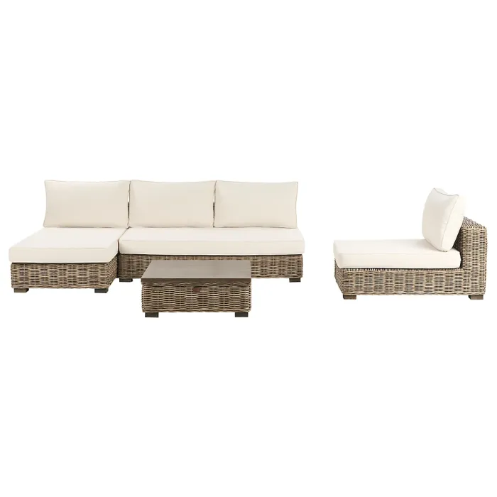 Garden Lounge Set with Table 4 Seater VARALLO Right Hand Modular Rattan Grey