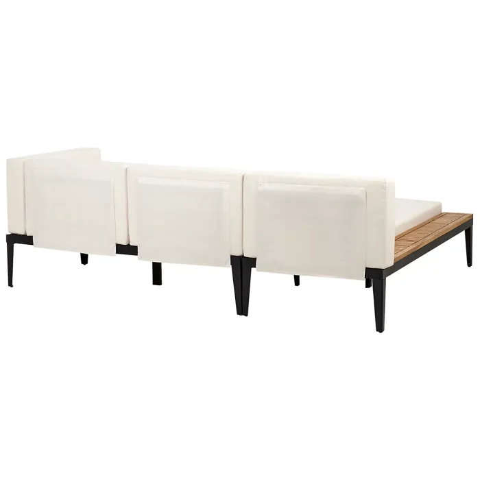 Garden Corner Sofa with Table 3 Seater BRACCIANO Right Hand Certified Acacia Wood Light Beige