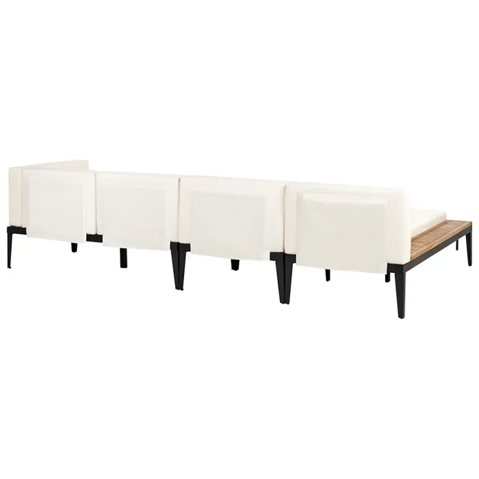Garden Lounge Set with Table and Ottoman 4 Seater BRACCIANO Right Hand Certified Acacia Wood Light Beige
