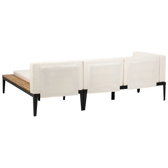 Garden Lounge Set with Table and Ottoman 3 Seater BRACCIANO Left Hand Certified Acacia Wood Light Beige