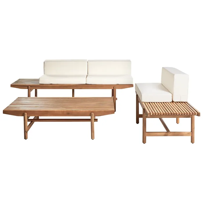 Garden Lounge Set with Table 3 Seater GIAVENO Acacia Wood Off-White