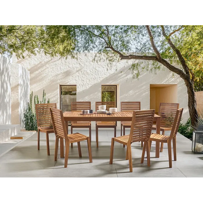 Garden Dining Set 8 Seater OMBRIANO Certified Acacia Wood Light Brown