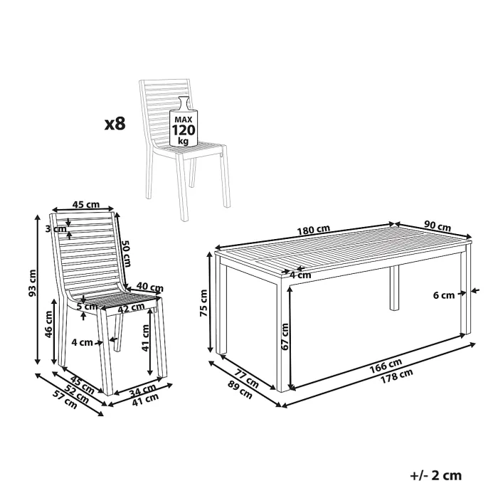Garden Dining Set 8 Seater OMBRIANO Certified Acacia Wood Light Brown