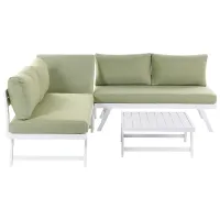 Garden Corner Sofa with Table 5 Seater COCCORINO Metal Green